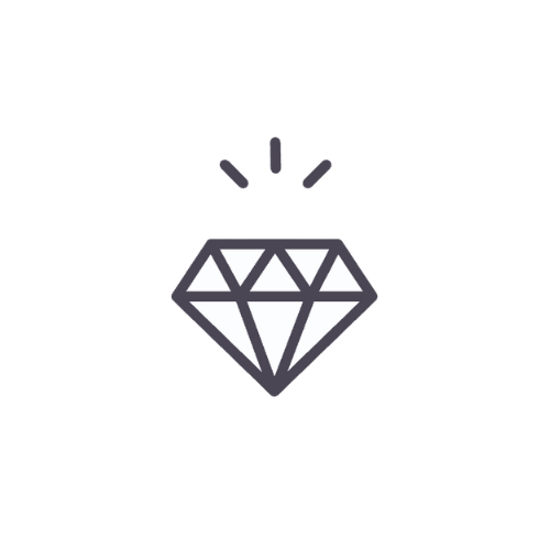 Black line drawing of a diamond on a white background